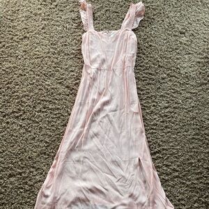 Loft size 6 pink and white midi dress.